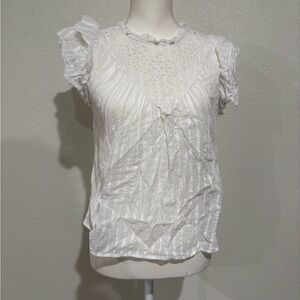 Universal Thread White Sleeveless Ruffled Blouse